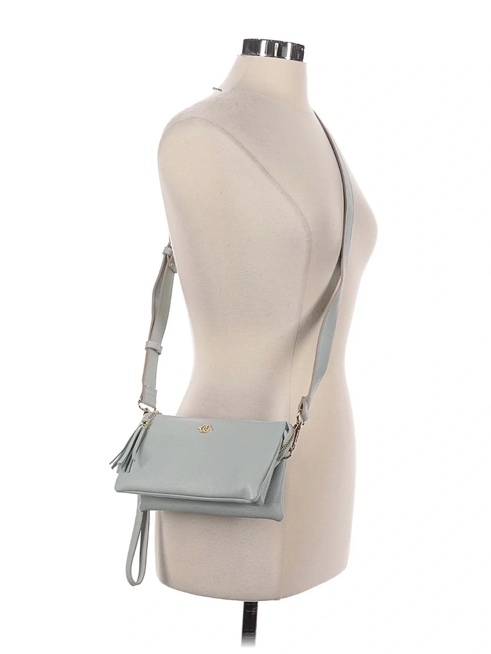 Nanette Lepore Light Blue Leather Crossbody with Gold Accent